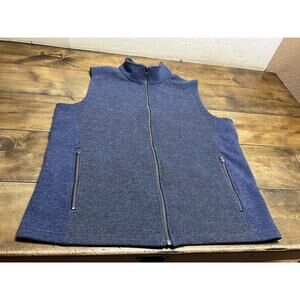 Overland Vest Mens Size Large Blue Wool Blend Sleeveless Casual Pockets Full Zip